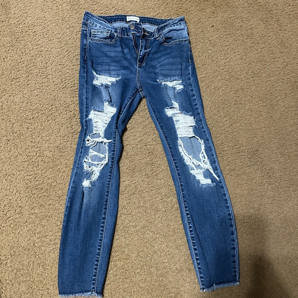 Cello Women's Distressed Skinny Jeans - Blue